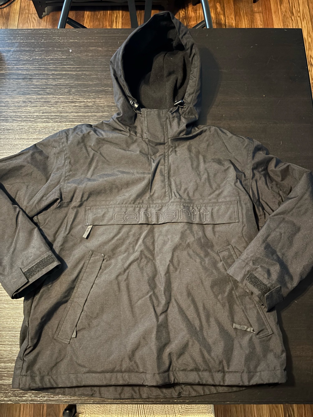 Carhartt WIP Visner Nylon Pullover Jacket Black Anorak Streetwear Size Small